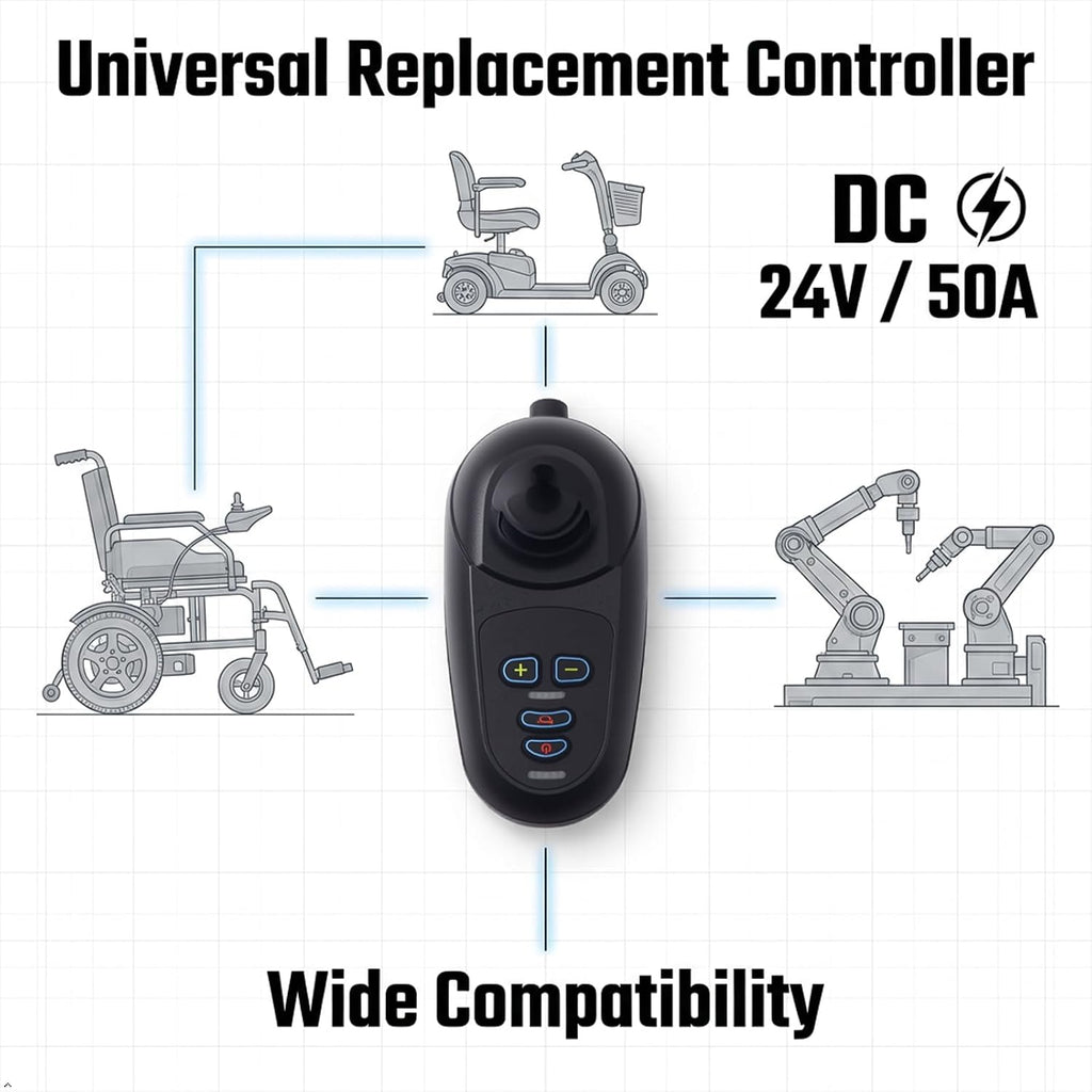 Electric Wheelchair Controller Replacement Joystick Universal Accessories Intelligent Brushed Motor 50A DC24V