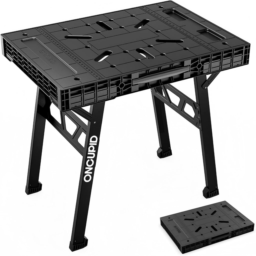Portable Workbench, Folding Worktable, 1650lbs Capacity, Black
