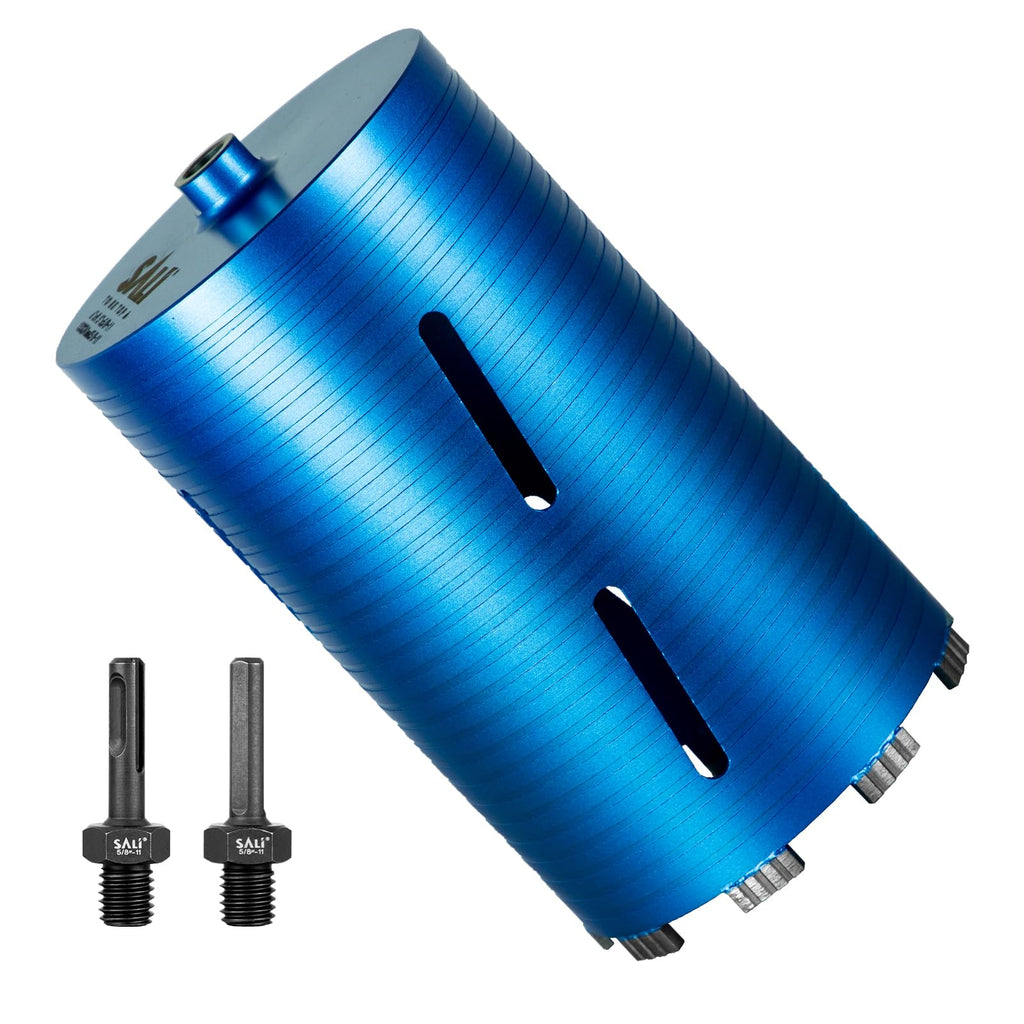 SALI Diamond Core Drill Bits 6" Diameter 10"/254mm Drilling Depth 5/8-11" Thread Core Bit Turbo Laser-Welded Segments for Cured Concrete with, Brick, Block, Masonry, with Two Adapters