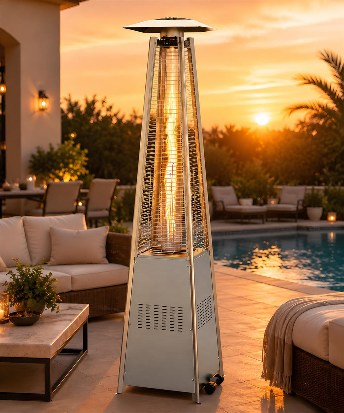 Patio Heater 48,000 BTU Outdoor Propane Heater with Wheels