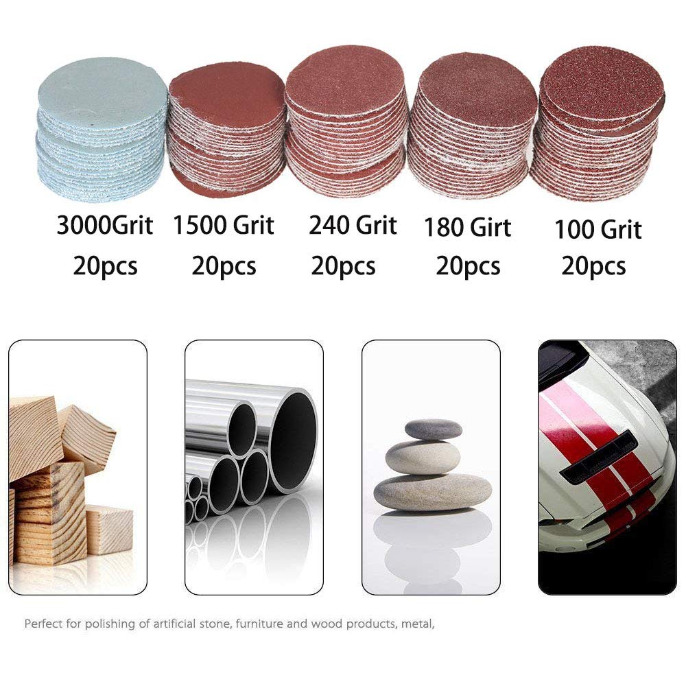 Saiper 100pcs 1 Inch/25mm Sanding Discs Pad Sander Disk Kit for Dremel