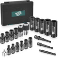 Bestwork 21pcs Tap Socket Set, 1/4", 3/8" & 1/2" Square Drive Tap Socket