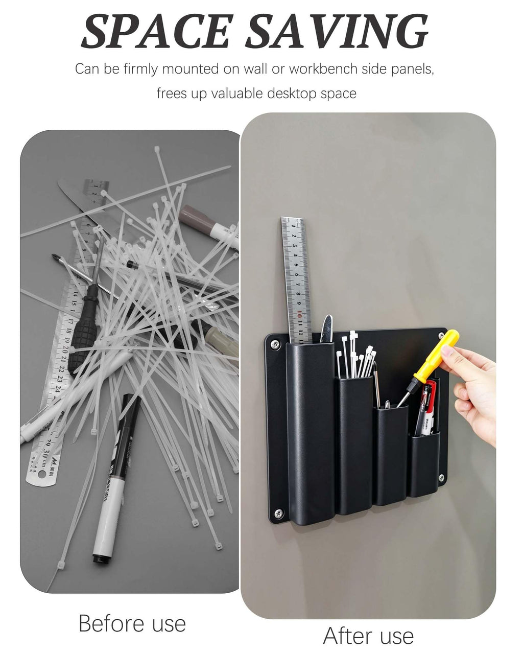 Zip Tie Holder Wall Mount Tool Organizer, Multi Compartment