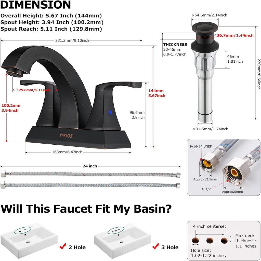Oil Rubbed Bronze Bathroom Faucet 4 Inch Centerset for Utility Sink | Mid Arc, 2 Handle Lead-Free Bathroom Faucet