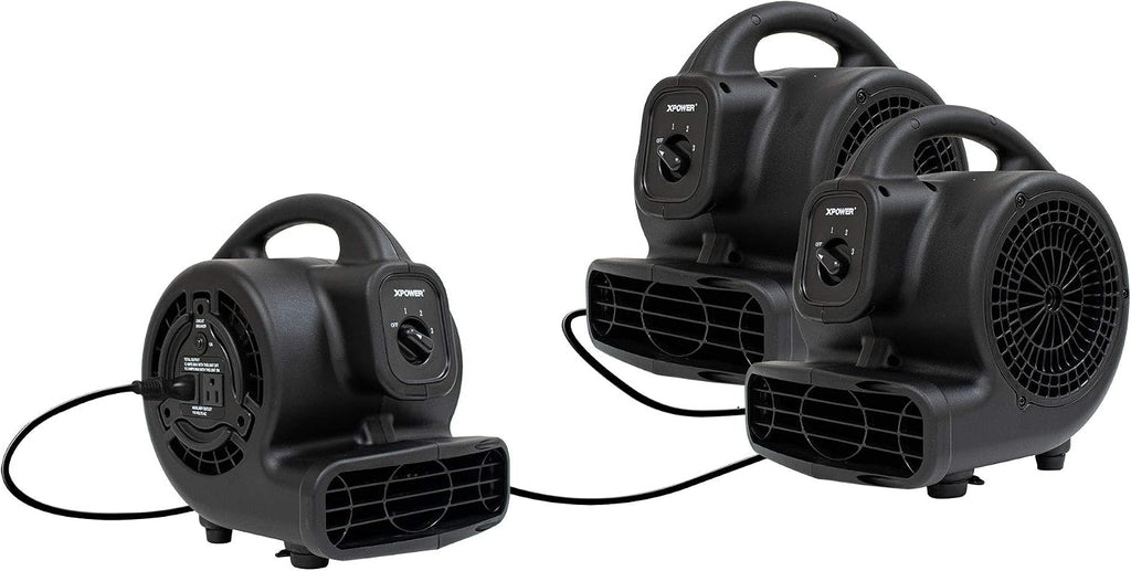 P-80A Mini Mighty 138 W 600 CFM Centrifugal Air Mover, Carpet Dryer, Floor Fan, Blower, Stackable, Daisy Chain, for