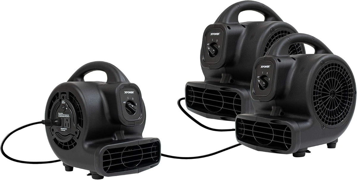 P-80A Mini Mighty 138 W 600 CFM Centrifugal Air Mover, Carpet Dryer, Floor Fan, Blower, Stackable, Daisy Chain, for