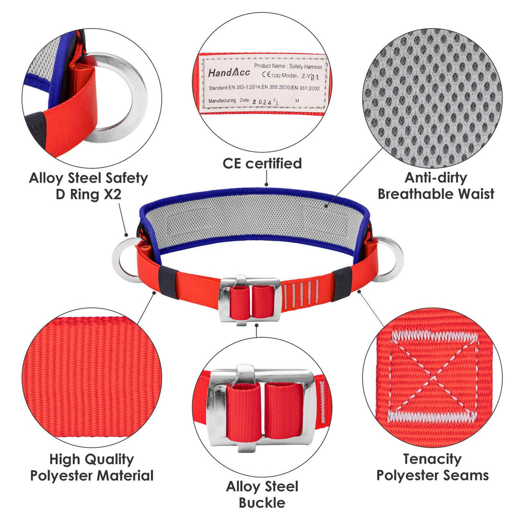 Safety Belt with Padded Waist Pad and Adjustable Lanyard