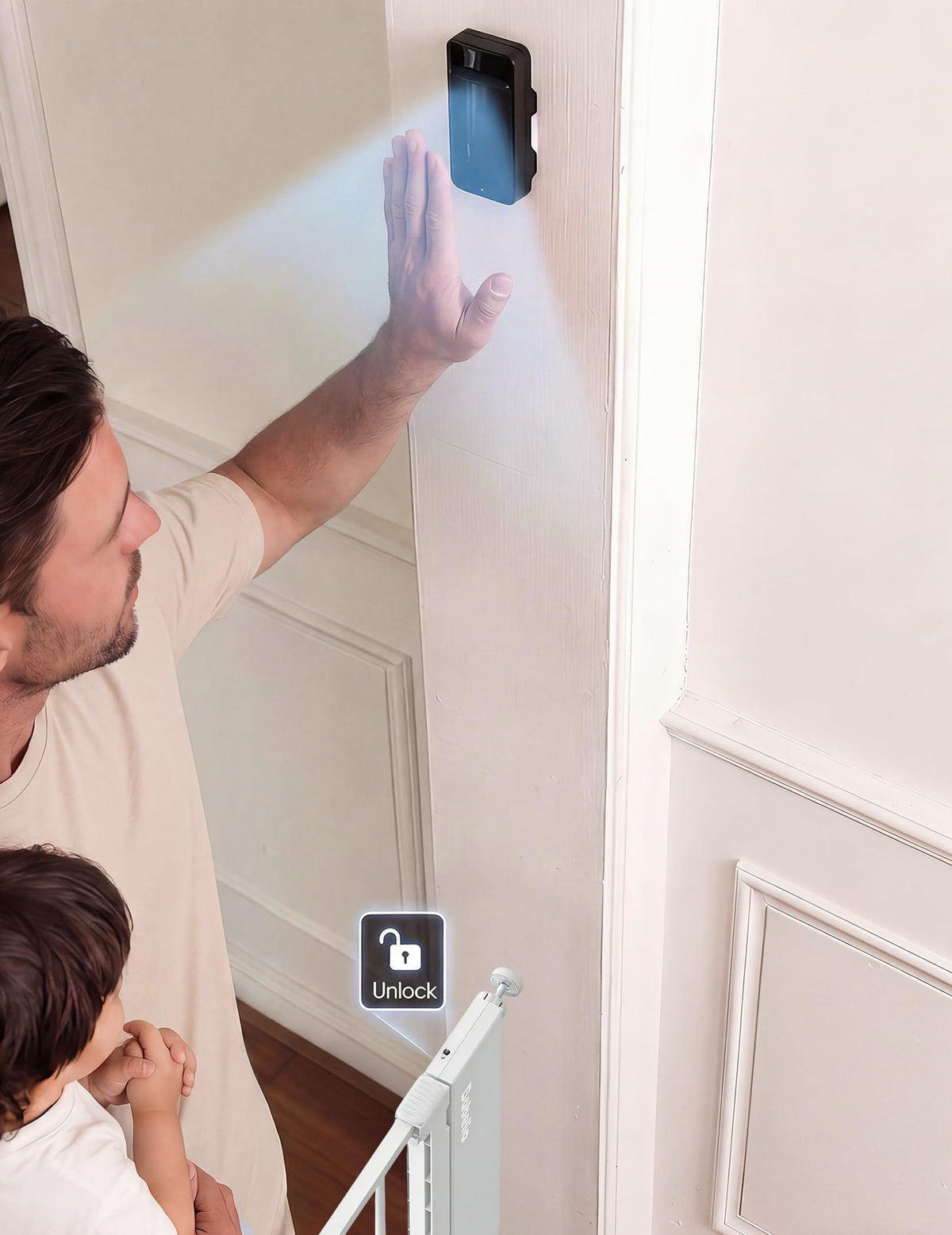 Extra-Wide No-Drill Pressure-Mounted Pet & Child Safety Gate with Auto-Close Walk-Through Door for Stairs, Hallways & Wide Doorways