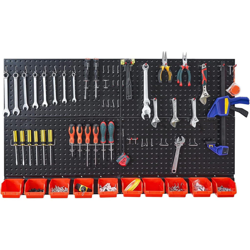 Pegboard Wall Organizer, Black Metal Peg board Panels