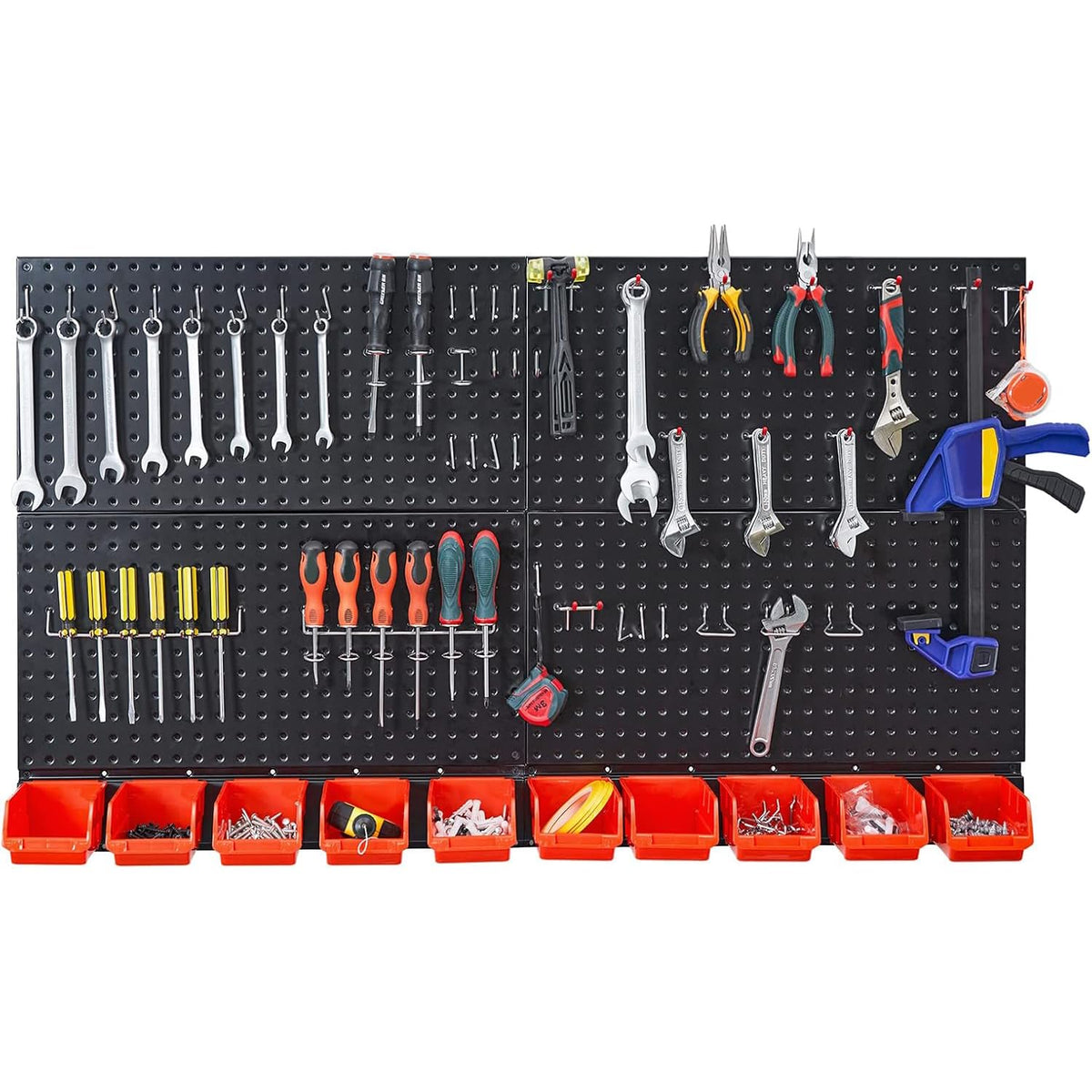 Pegboard Wall Organizer, Black Metal Peg board Panels