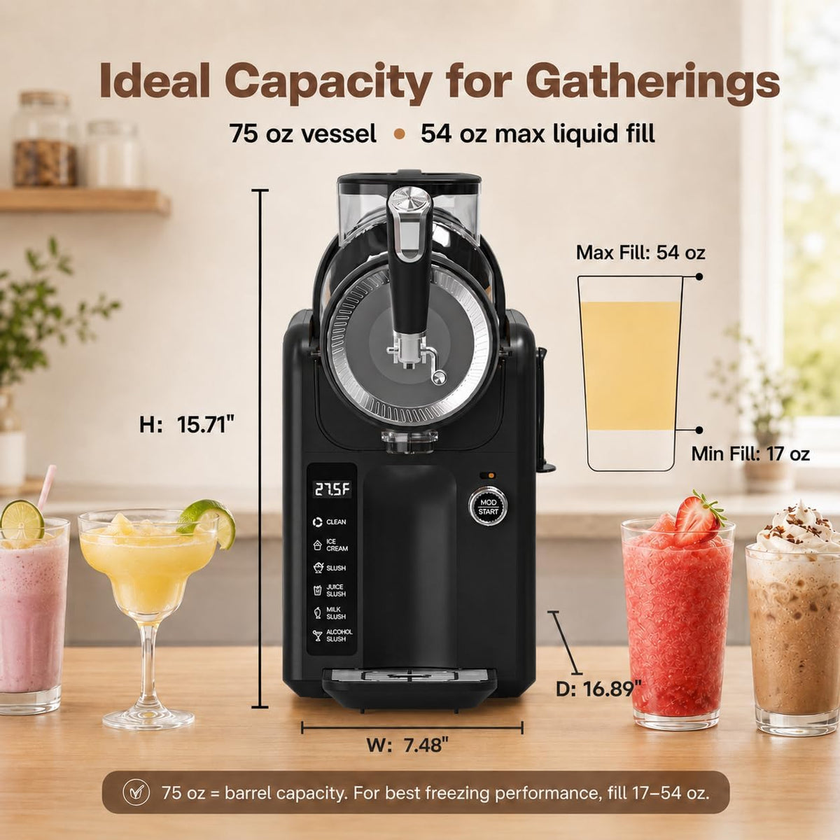 Slushie Machine for Home, No Ice Needed, Soft Serve Ice Cream Maker