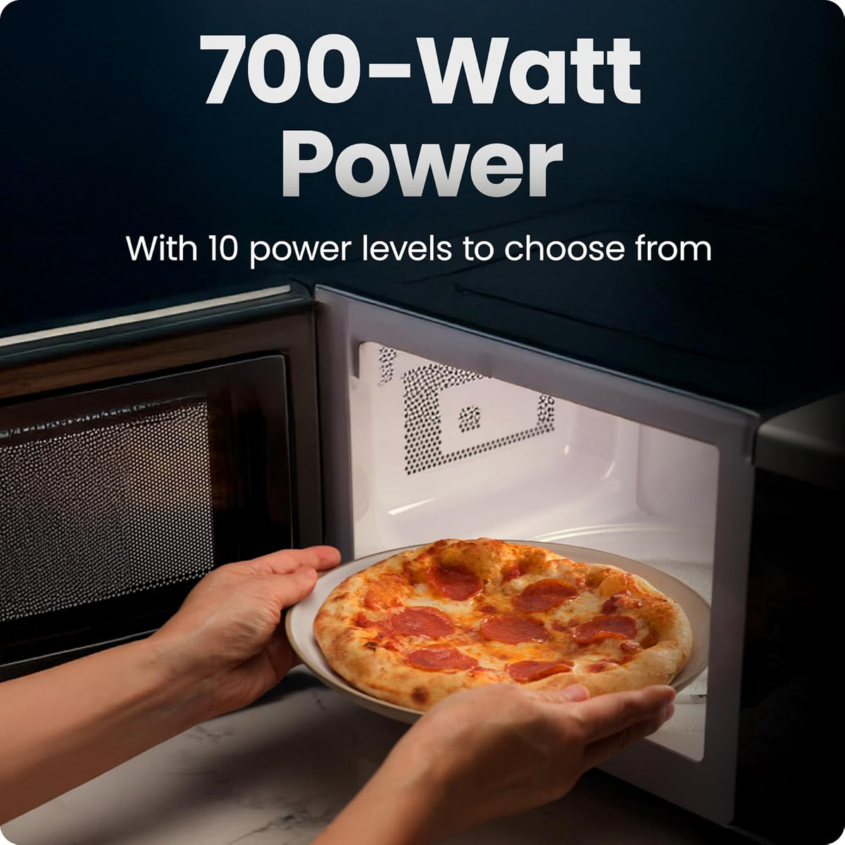 Countertop Microwave Oven 0.7 Cu. Ft., 700 Watts with 10 Power Levels, 6 Cooking Presets with One-Touch Express Cook