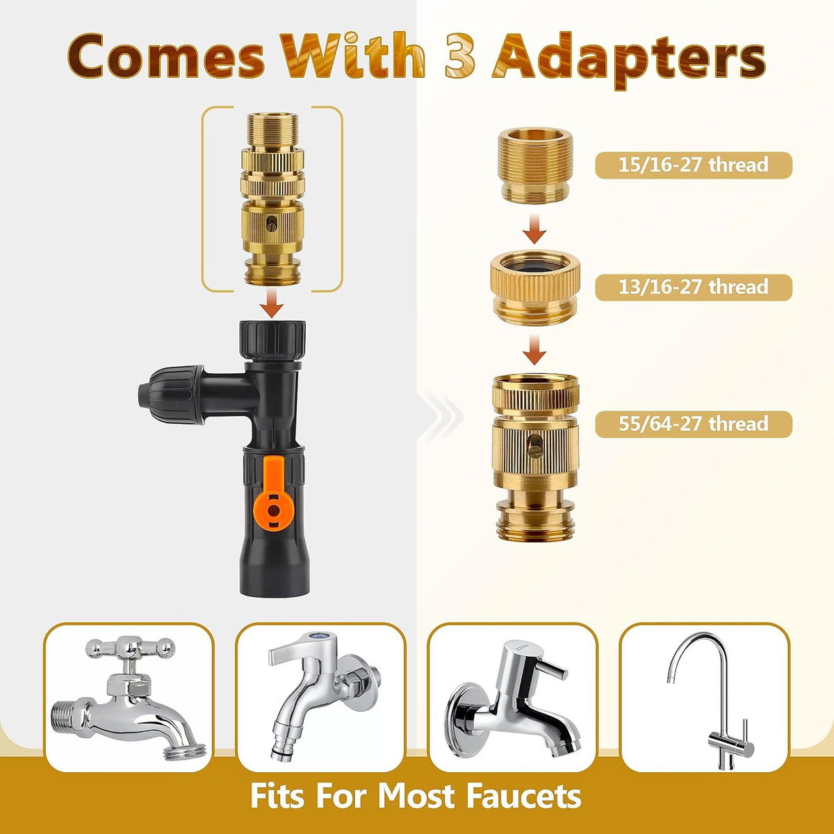 Bucket-Free Aquarium Water Change Kit Metal Faucet Connector Fish Tank Vacuum Siphon Gravel Cleaner with Long Hose