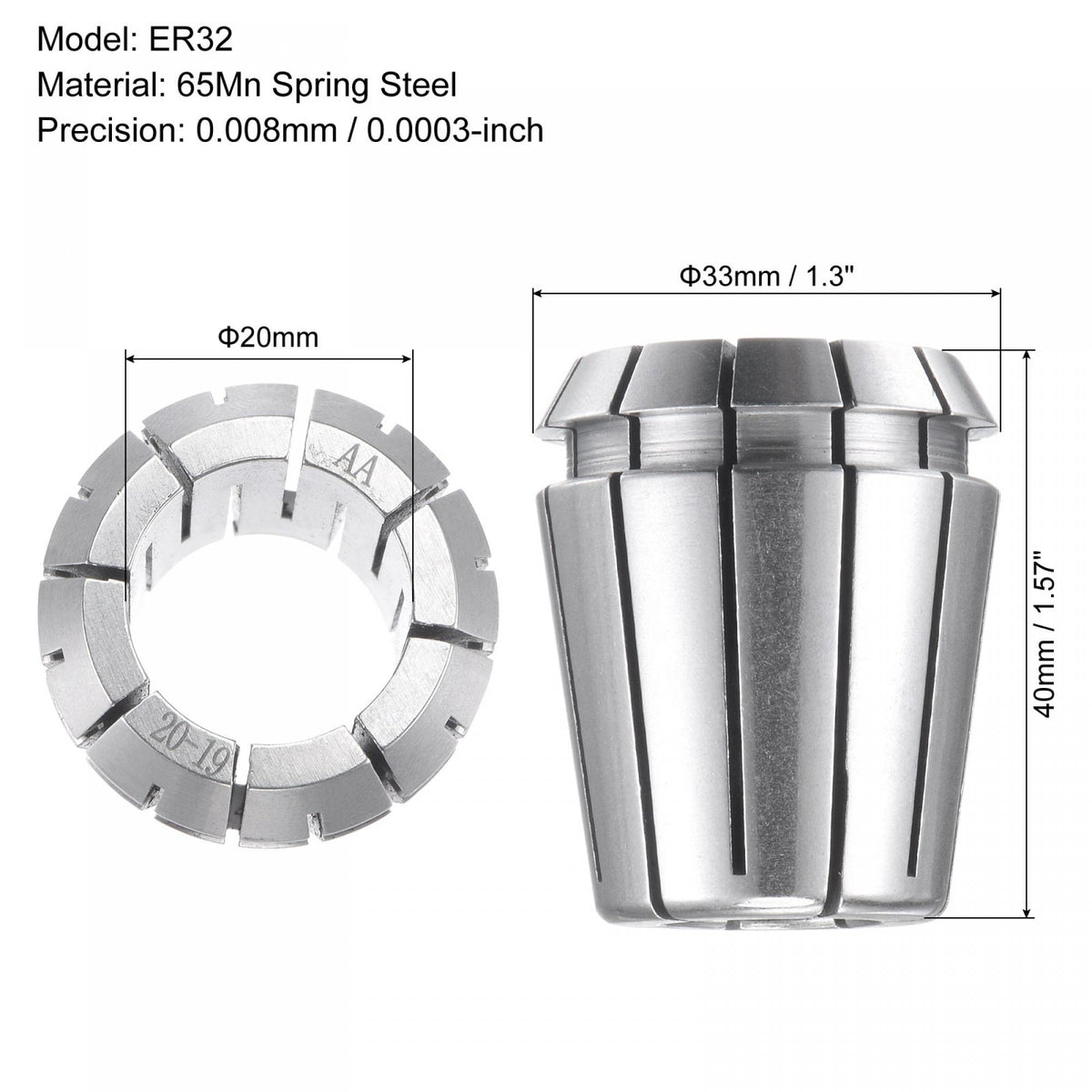 uxcell ER32 Spring Collet, 20mm Chuck for CNC Engraving Machine Lathe Milling