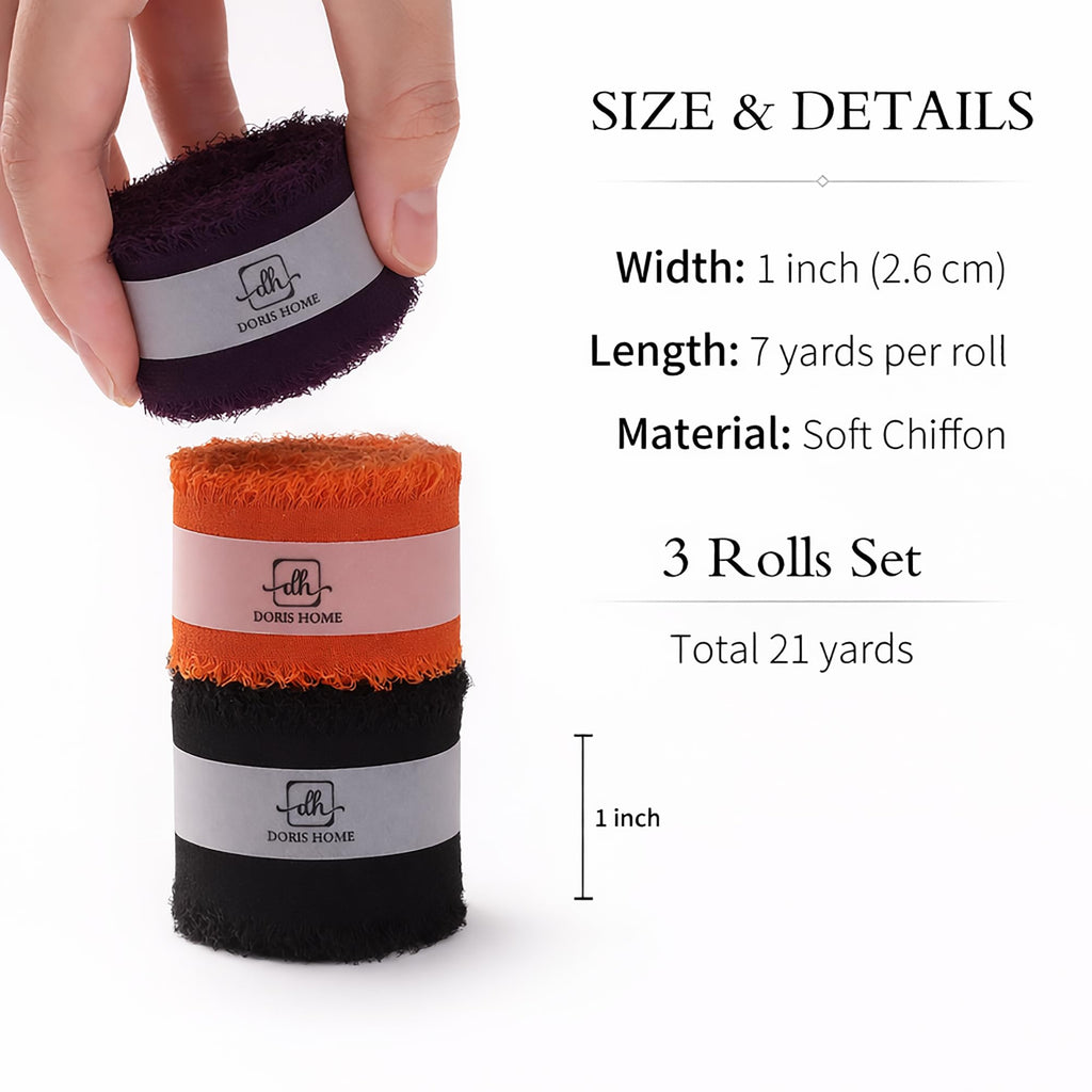 Halloween Fringe Chiffon Ribbon 1" x 21Yd Orange & Purple