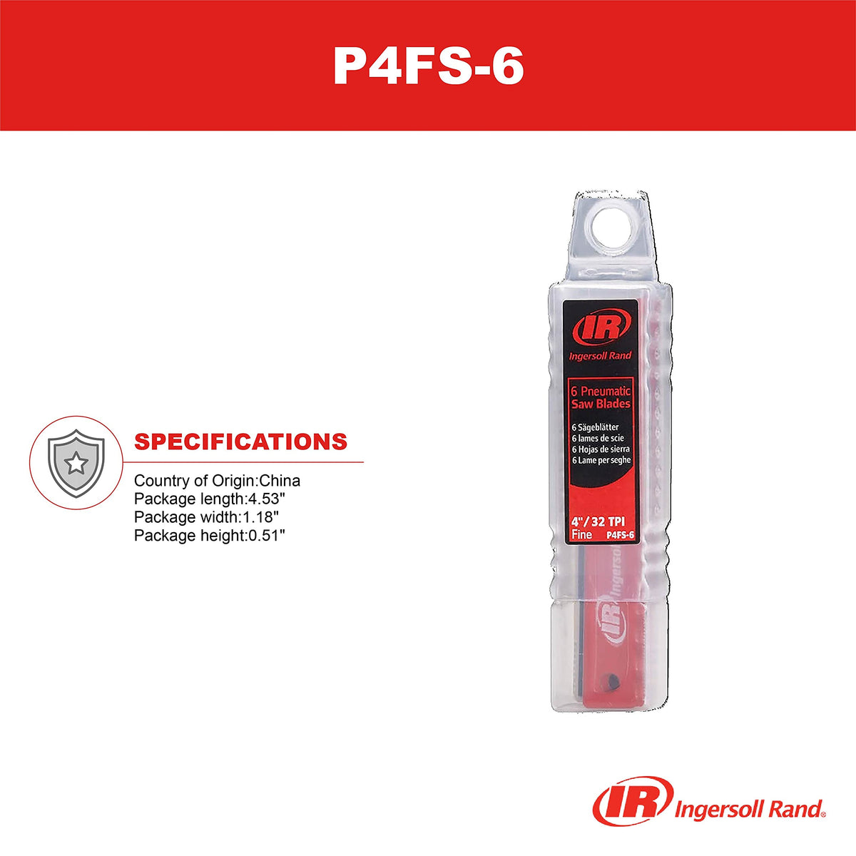 Ingersoll Rand P4FS-6 Reciprocating Saw Blades, 6 Pack