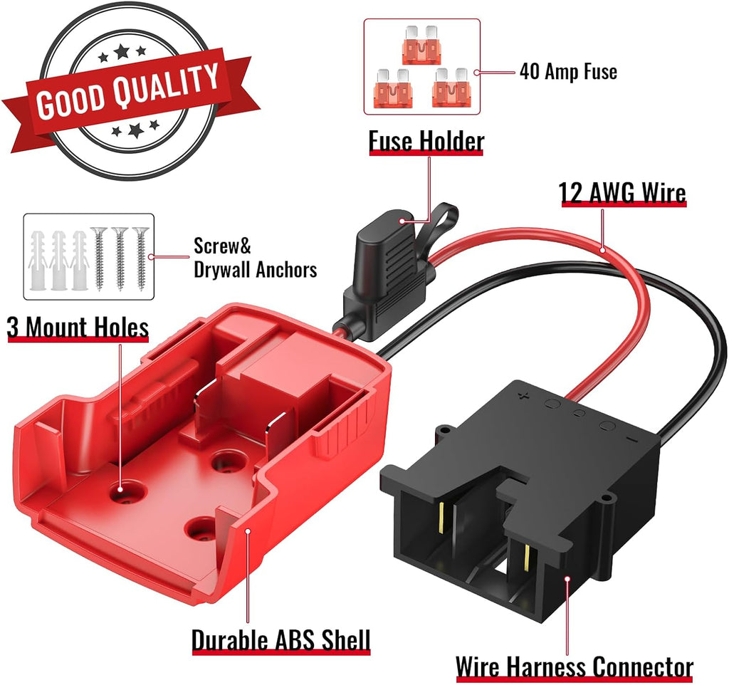 Power Wheel Azocek Adapter Compatible with Milwaukee 18V Battery