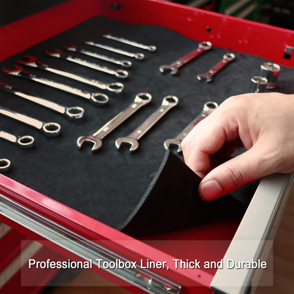 Professional Tool Box Liner and Drawer Liner - 16 inch (Wide) x 6 feet (Long), Non-Slip,Black