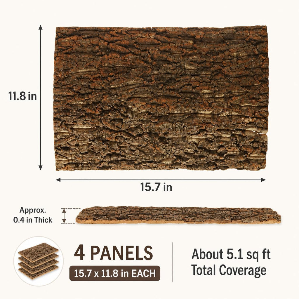 4PCS Cork Terrarium Background 15.7x11.8in for Reptile