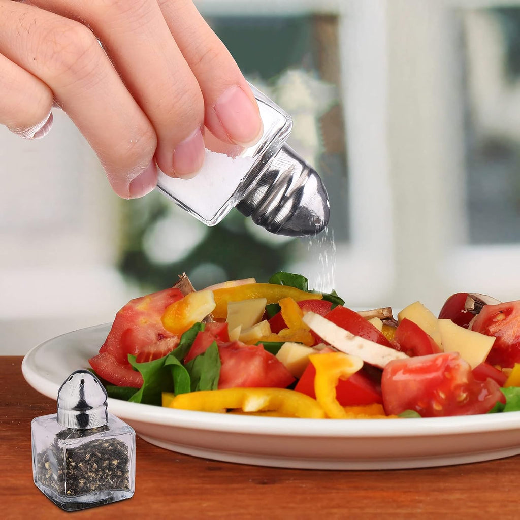 100 Pack Mini Salt and Pepper Shakers Bulk 0.5 Oz, Sliver