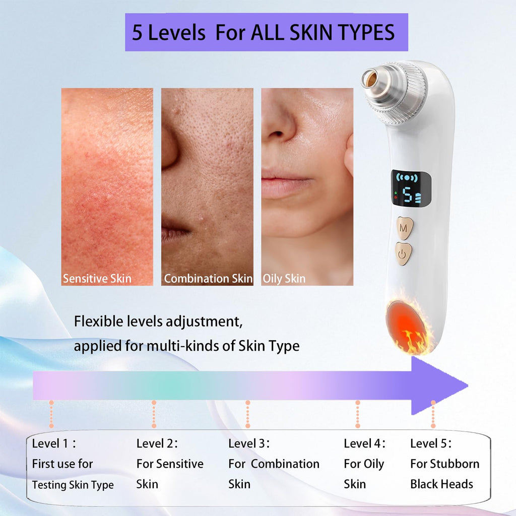 Blackhead Remover Vacuum Heat Visible, Pore Vacuum with Heating & HD Camera, Black Head Extractions Tool for Men and