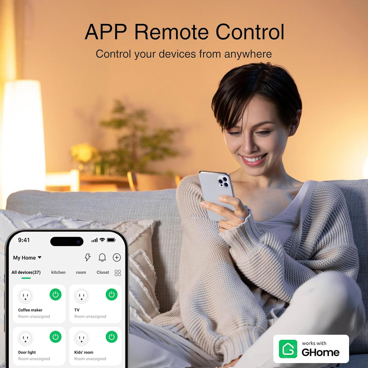 Plug, WiFi Smart Plugs Compatible with Alexa and Google Home, Smart Outlet Timer with APP Remote Control, 2.4GHz