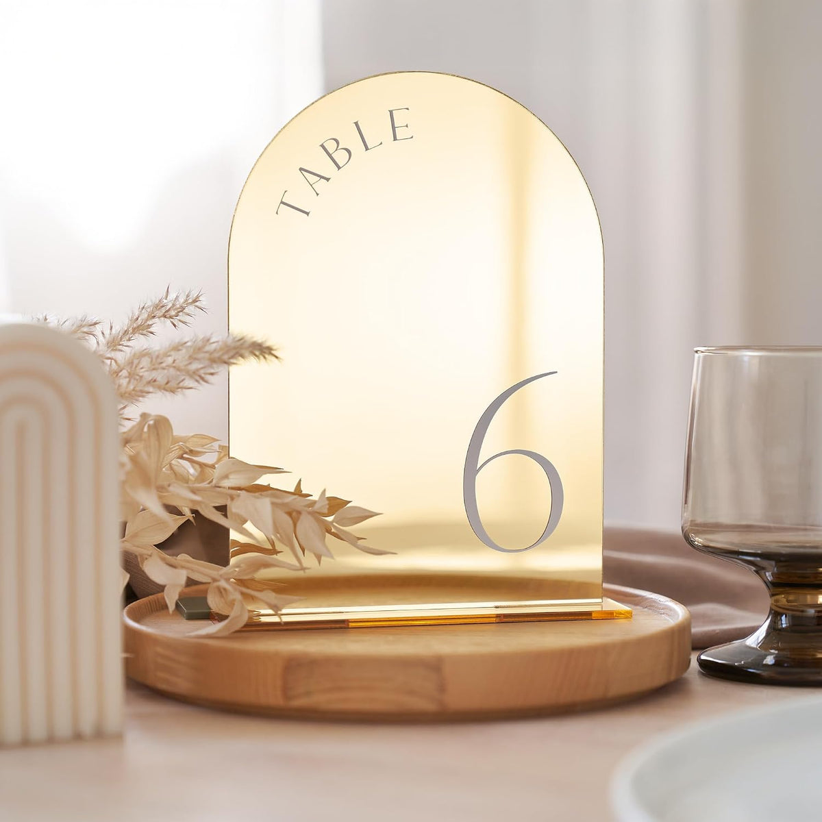 Beautiful Gold Wedding Table Numbers with Stands - Acrylic Signs 1-15
