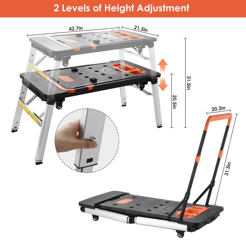 7in1 Multifunctional Portable Workbench,Worktable with Poweroutlet