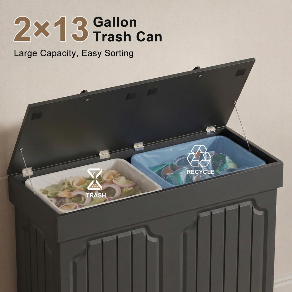 Dog Proof Kitchen Trash Can, Double 13 Gallon Garbage Can with Lids