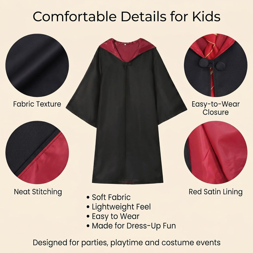 Wizard Costume for Kids 3-15, Wizard Robe Set with Wand