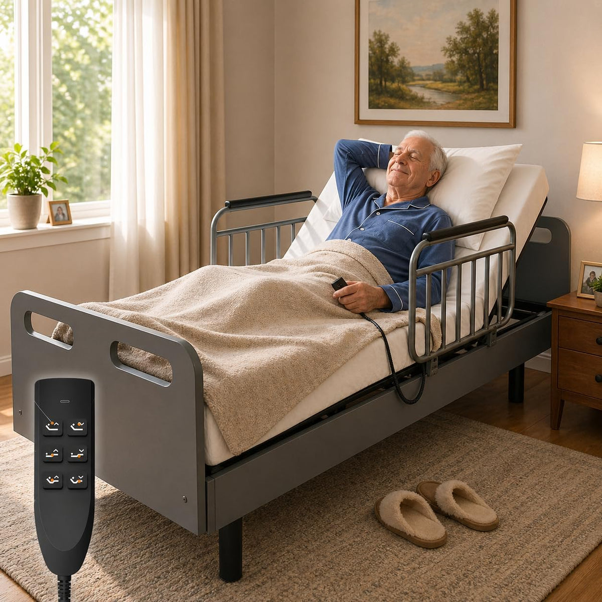 Full Electric Hospital Bed with Mattress for Home Care, 600 lb