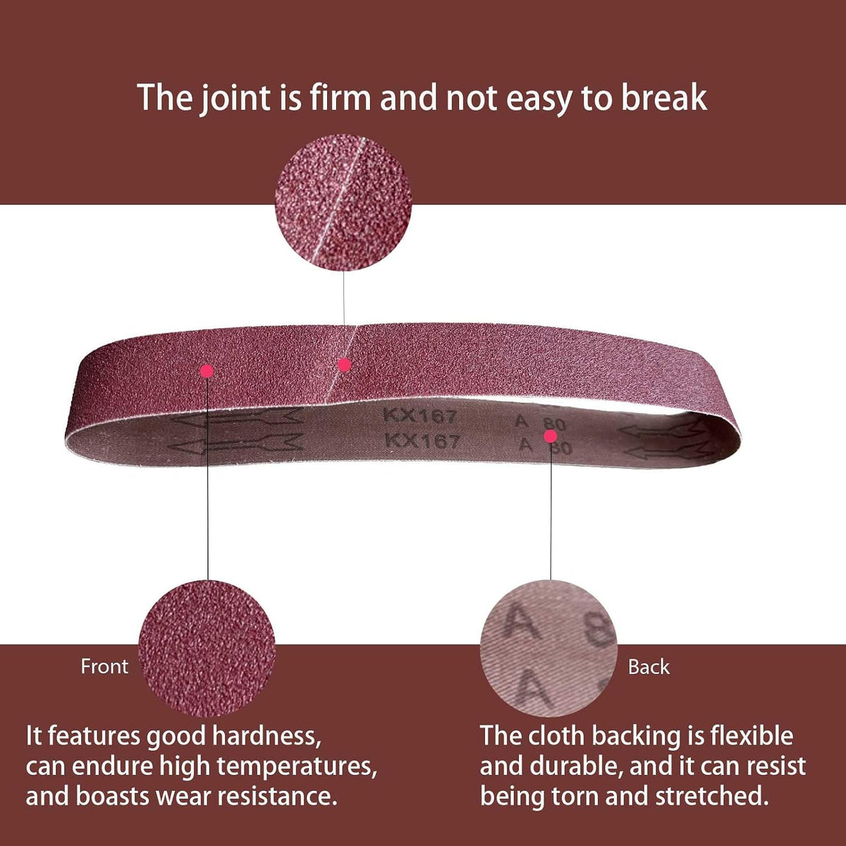 6x89 Inch Sanding Belts, 2Pcs 80 Grit Aluminum Oxide Abrasive Belts Multi-Grit Assortment for Wood & Metal Sanding/Polishing (2, 6x89 In-80Grit)
