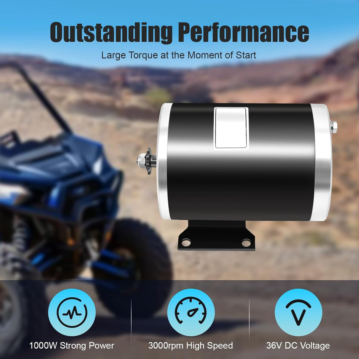 PERFERATE 1000W 36V Brushed DC Electric Motor MY1020 Brush Motor with Bottom Base 3000 RPM Electric Scooter Motors 25H-11T Chain Drive for Mini Bike, Go Cart, E-Bike, Scooter