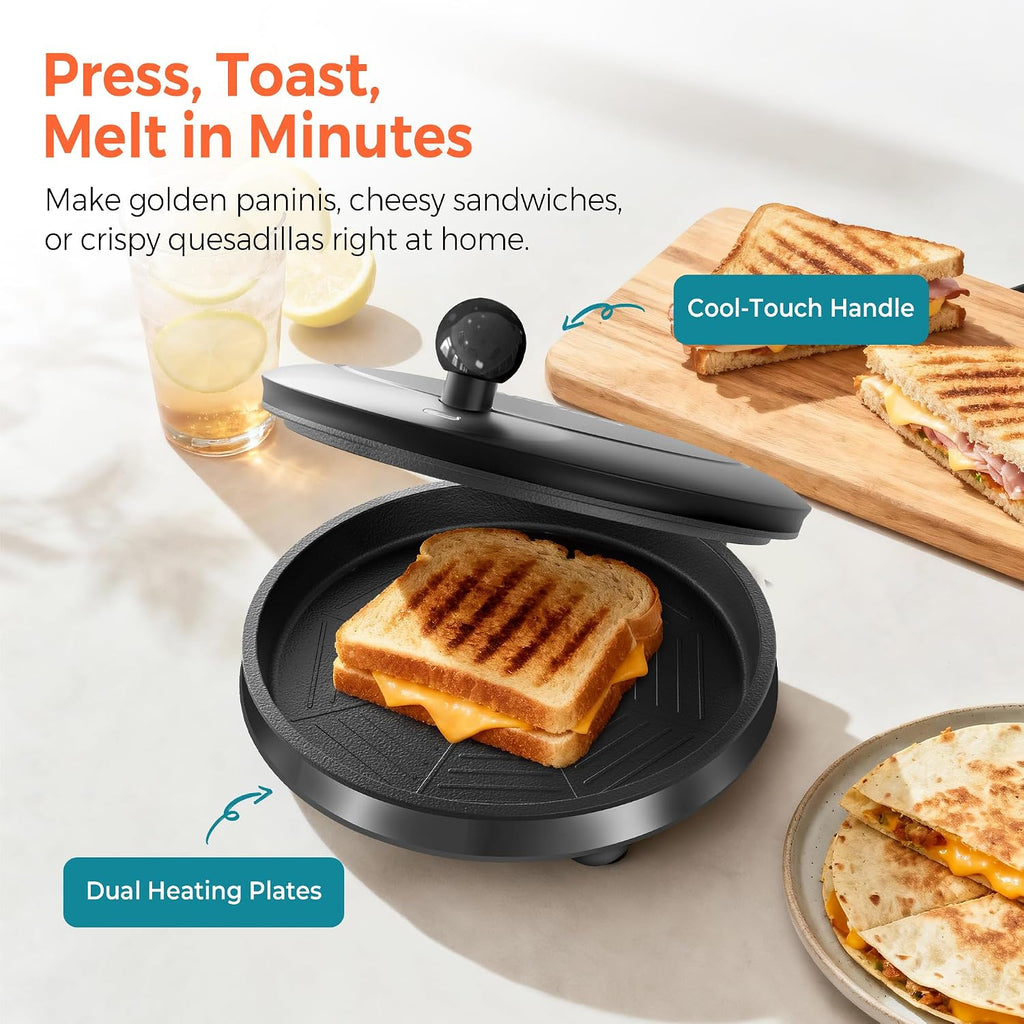 3-in1 Electric Griddle Nonstick & Sandwich Maker with On/Off Switch