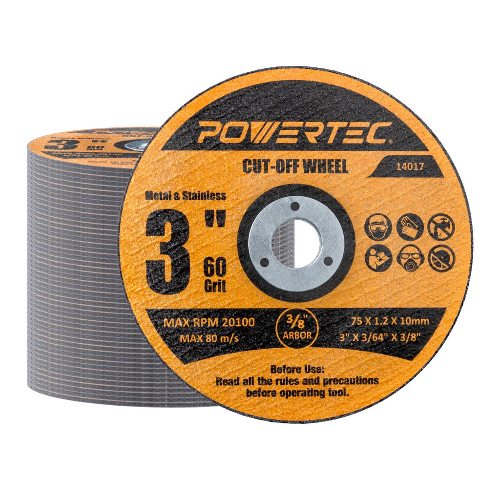 POWERTEC 3" Cut-Off Wheels, 50 PK, 3/8" Arbor (14017)
