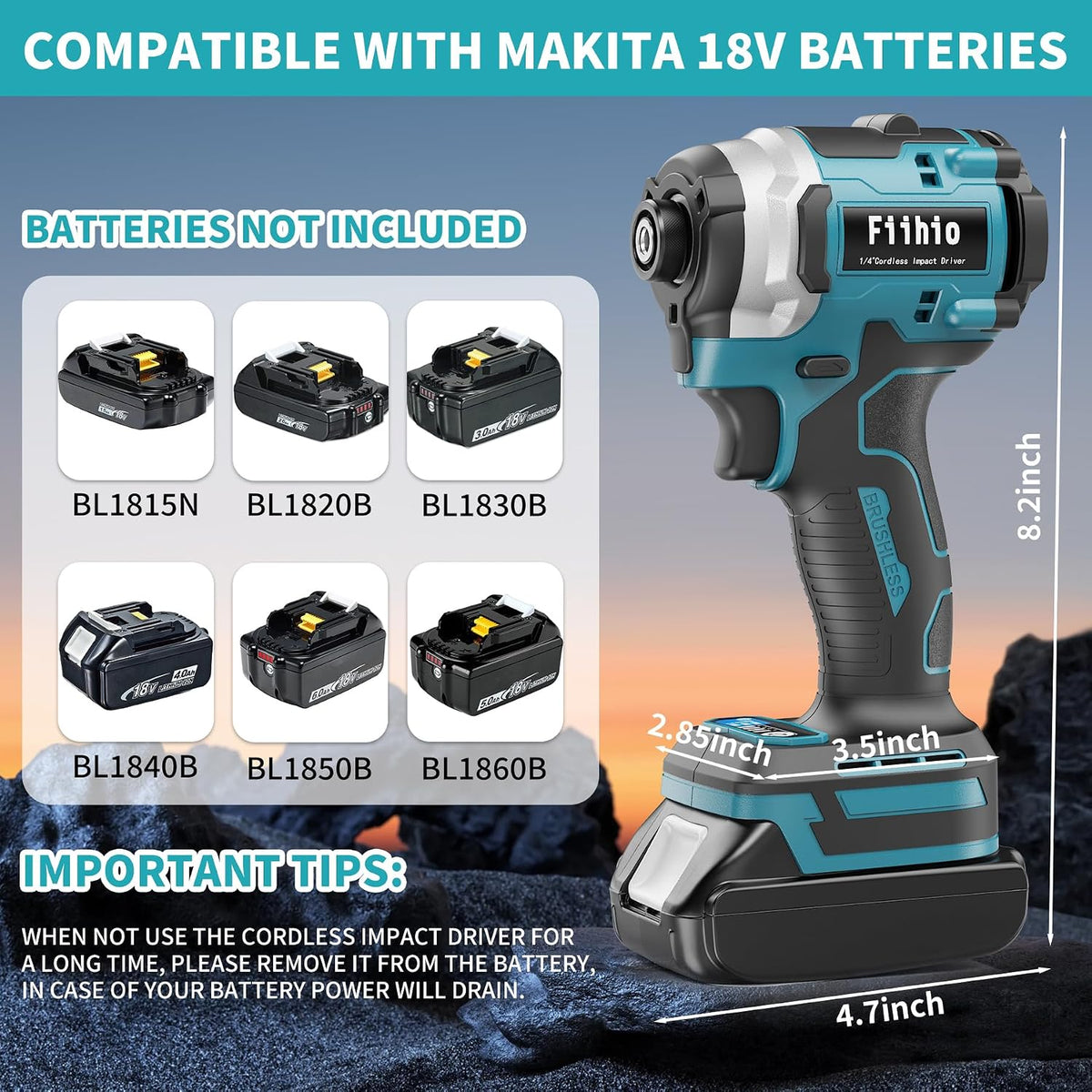 Cordless Impact Driver Compatible with Makita 18V Battery(Tool Only)