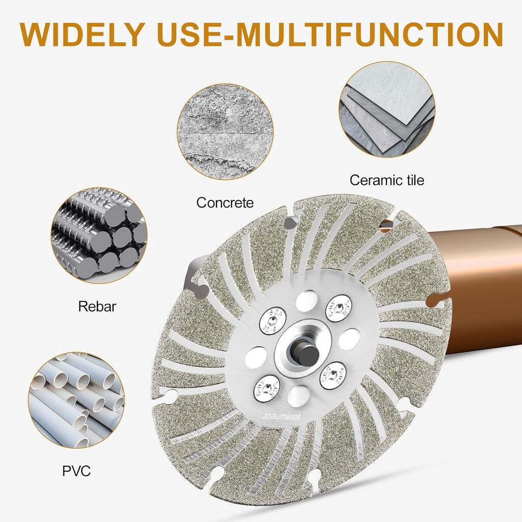 Angle Grinder Diamond Cutting Wheel - electroplated Diamond Blade for Metal, Steel, Concrete, Stone, Tile - 4 1/2, 5, 6 inch Wet/Dry Grinding Wheel (with Flange, 4 1/2)