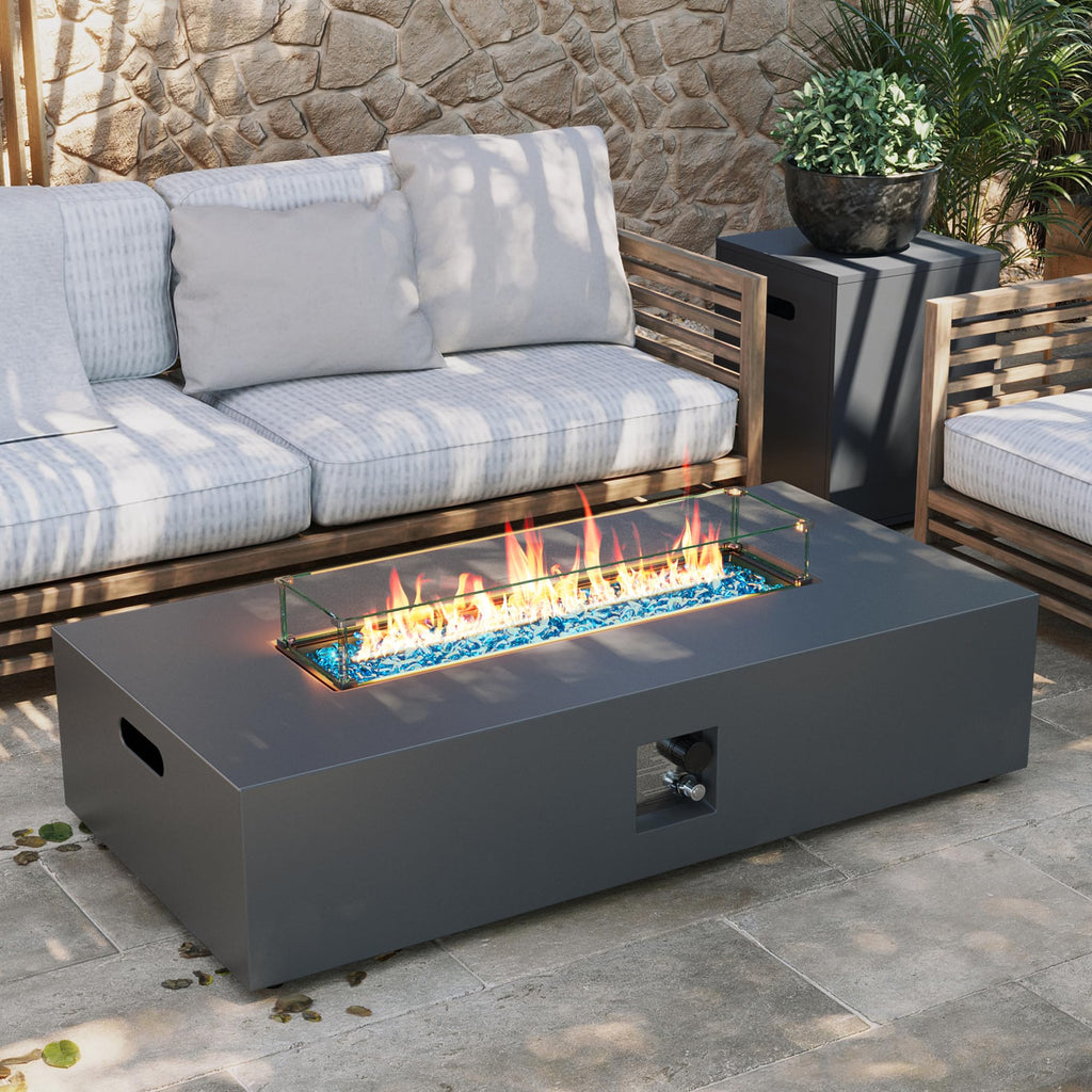 56-inch Outdoor Propane Gas Fire Pit Table, Grey