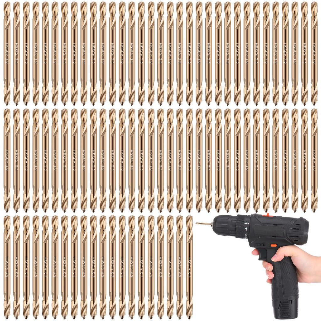 Lounsweer 120 Pcs Cobalt Drill Bits Bulk Hss M35 Metal Double End, 1/8 Inch