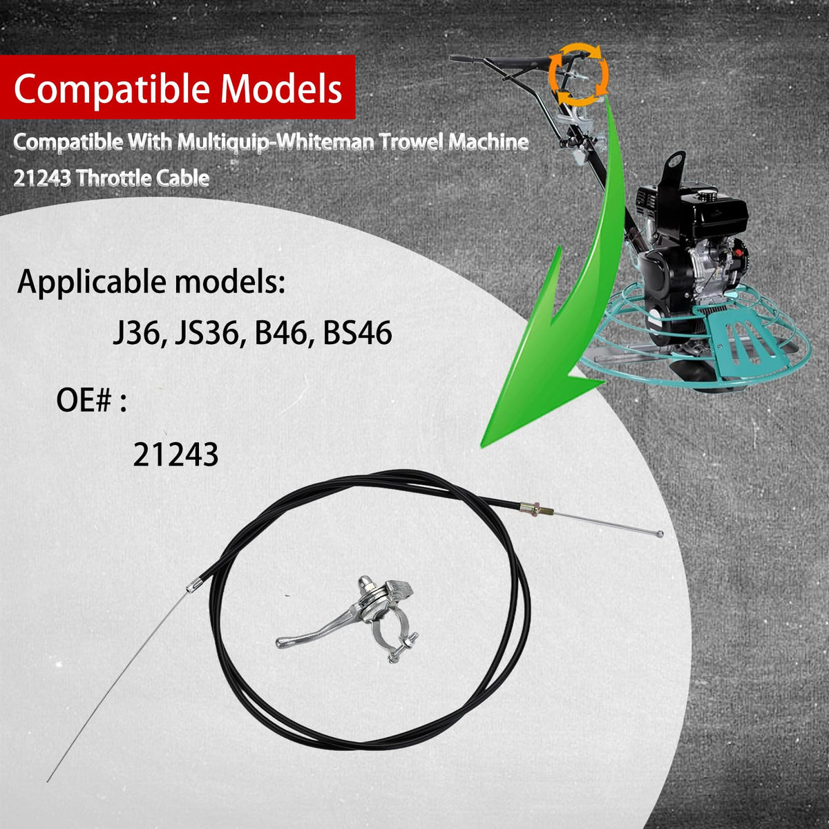 E-Gaultra Throttle Cable Kit Replaces for Trowel Machines 21243