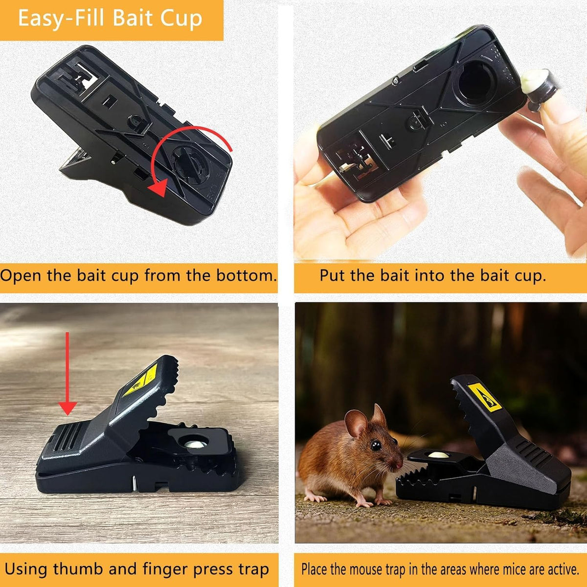 Reusable Indoor Mouse Trap 12 Pack – Easy to Set Plastic Rodent Control Device for Home, Garage & Garden Use