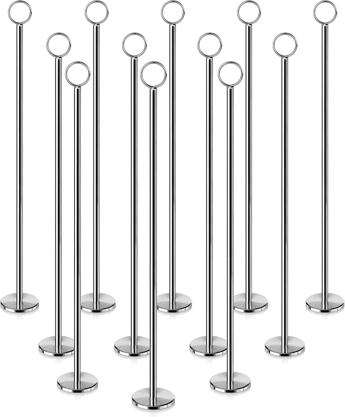 Ring-Clip Table Number Holder / Place Card Stand, 18 Inch, Silver, Set of 12