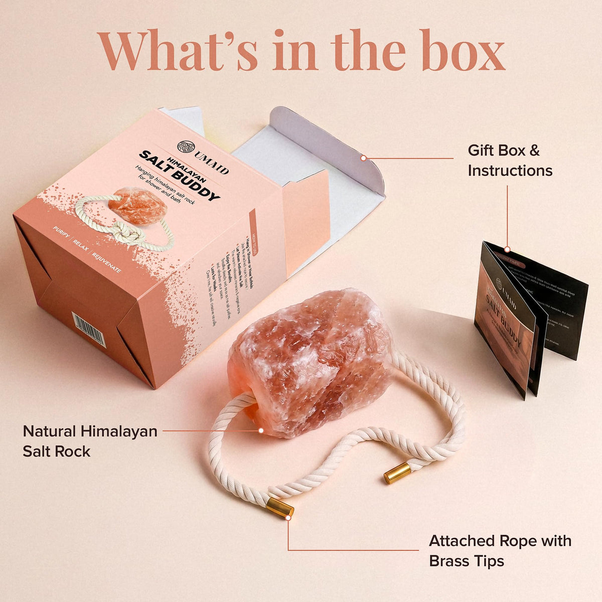 Himalayan Pink Salt Rock for Shower & Bath – Salt Buddy 4 lb Hanging Mineral Stone for Spa-Inspired Relaxation