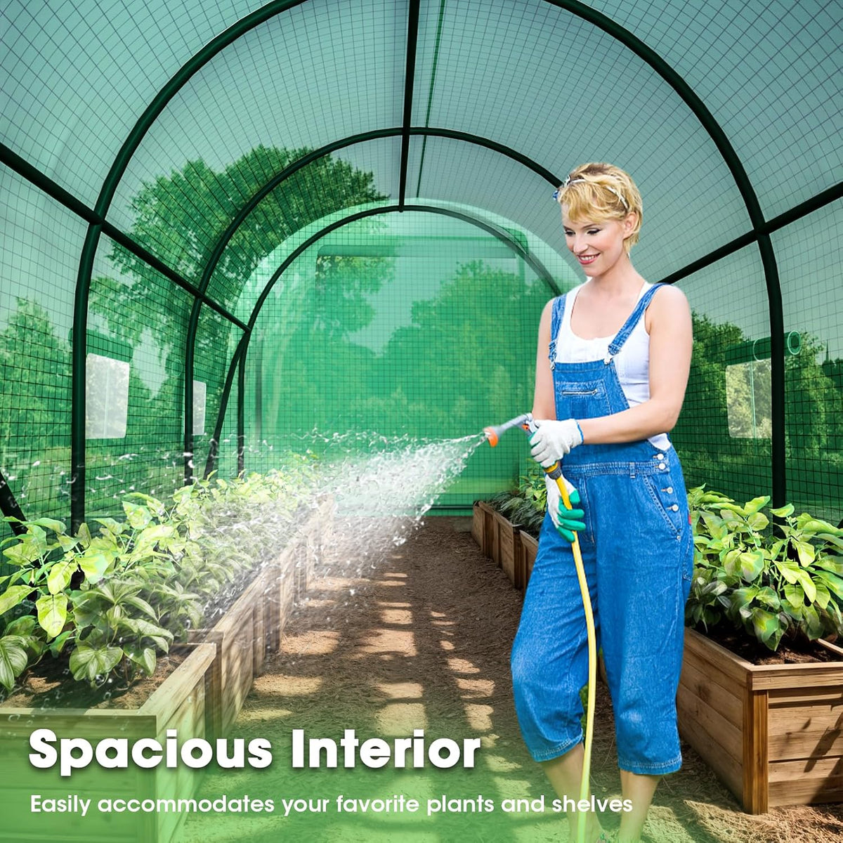 Walk-in Greenhouse, 10x7x7 FT Heavy Duty Tunnel Green House for Outdoors, Portable Green Houses for Outside, Winter