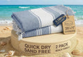 Turkish Beach Towels, Super Absorbent, Quick Dry - Forever Blue | 2 Pack Extra Large Beach Towel - Pre-Washed for