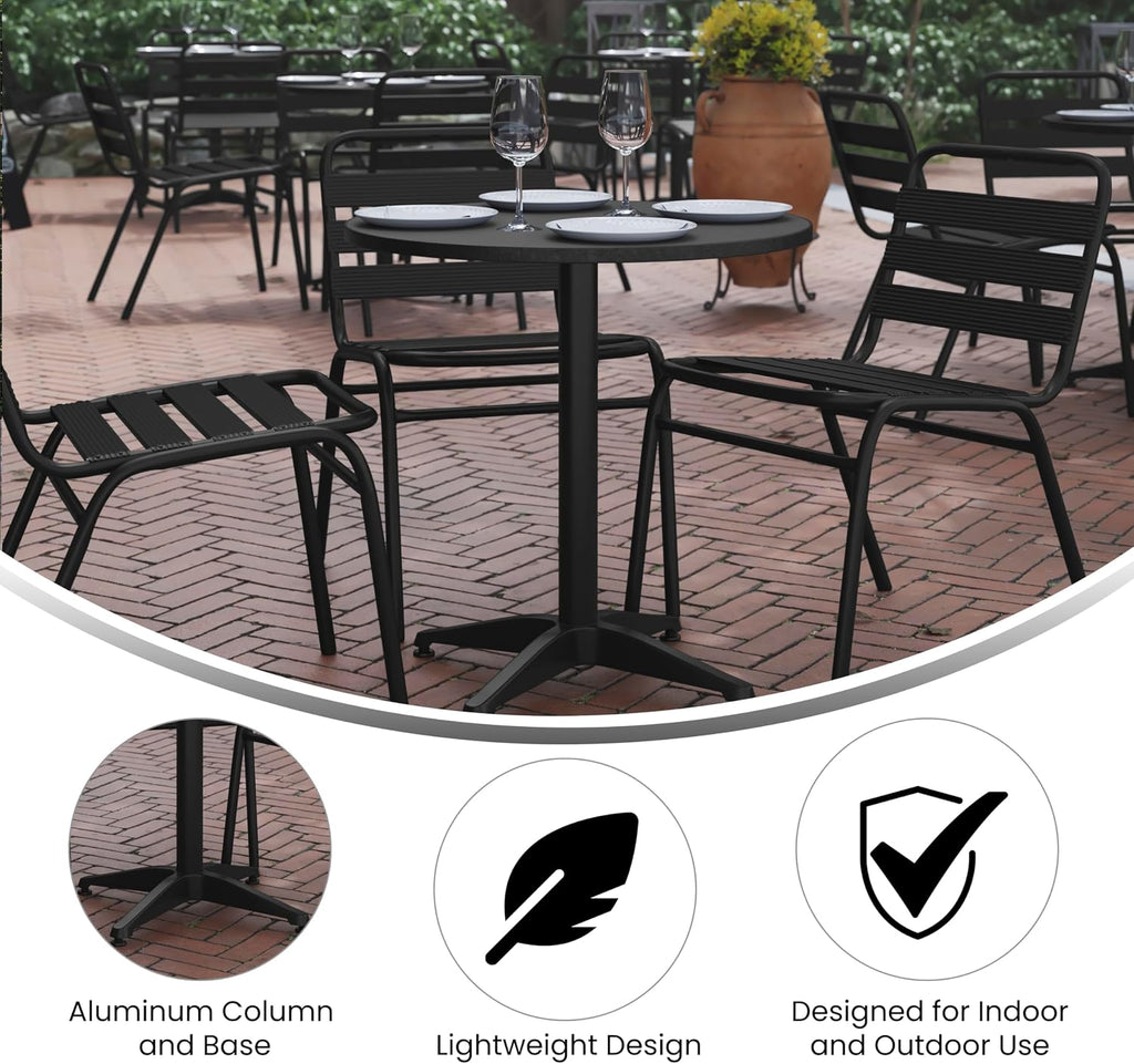 27.5 in Indoor/Outdoor Round Table with Base, Black