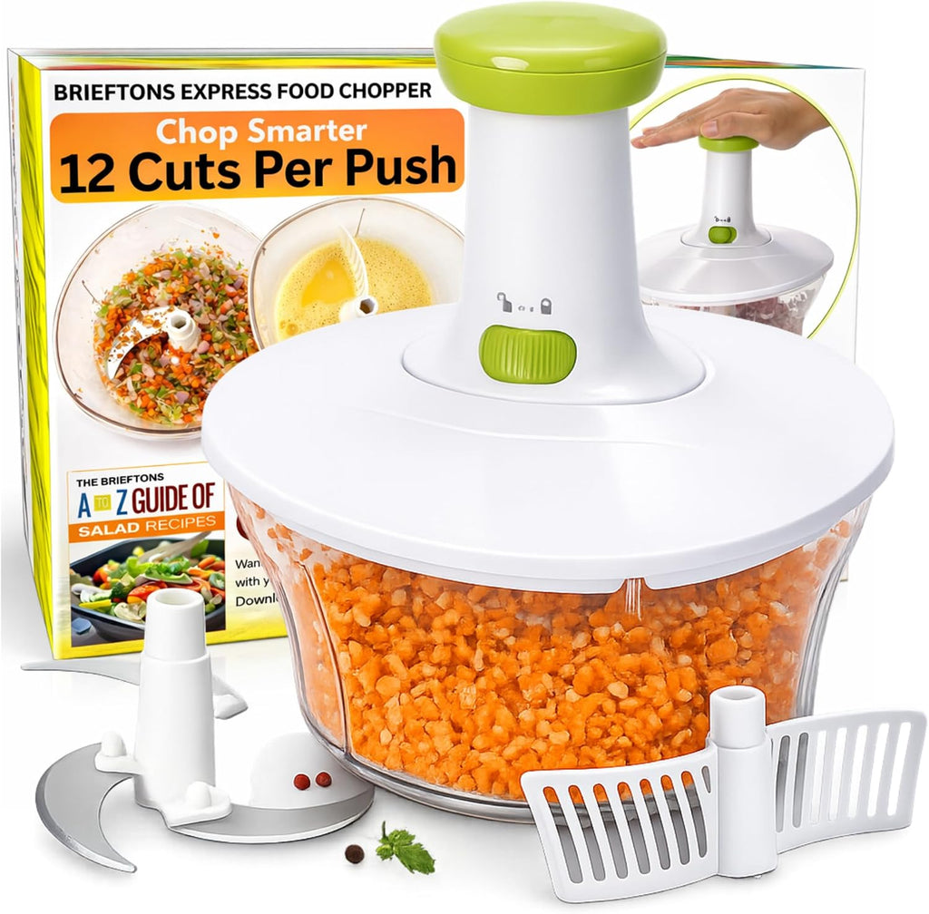Express Manual Food Chopper, 6.8-Cup Hand Pump Vegetable Chopper to Chop Veggies Onion Garlic Herbs, Tear-Free Onion
