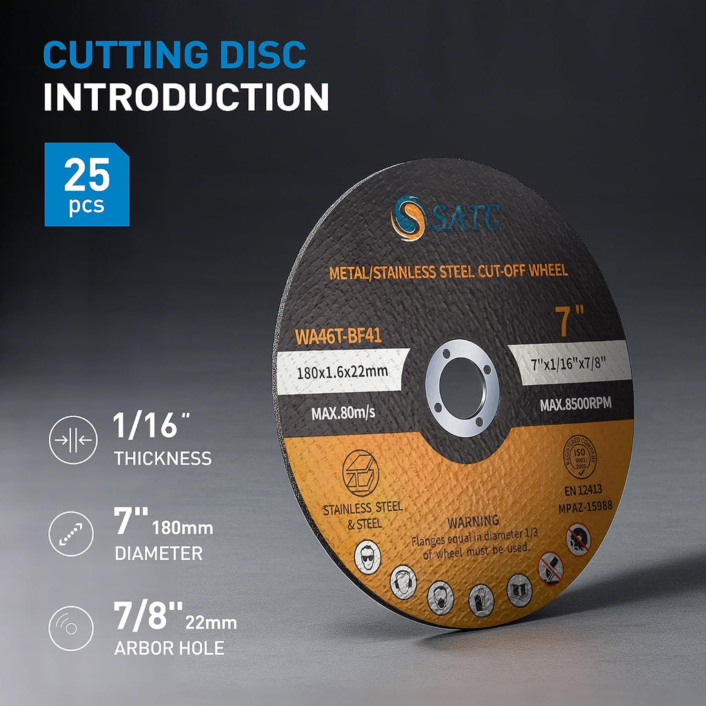 S SATC 7" Cutting Wheel 25 PCS Metal Cutting Blade 7 x 1/16 x 7/8 inch Cutting Disc Die Grinder Disc Fits Angle Grinder Air Tool