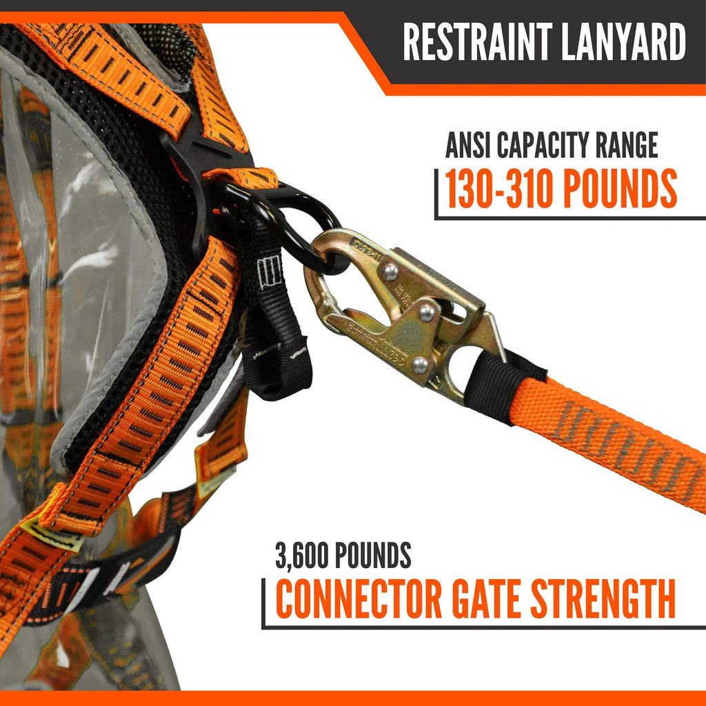 6-Foot Adjustable Fall Protection Lanyard, OSHA/ANSI Compliant, 8 Pack