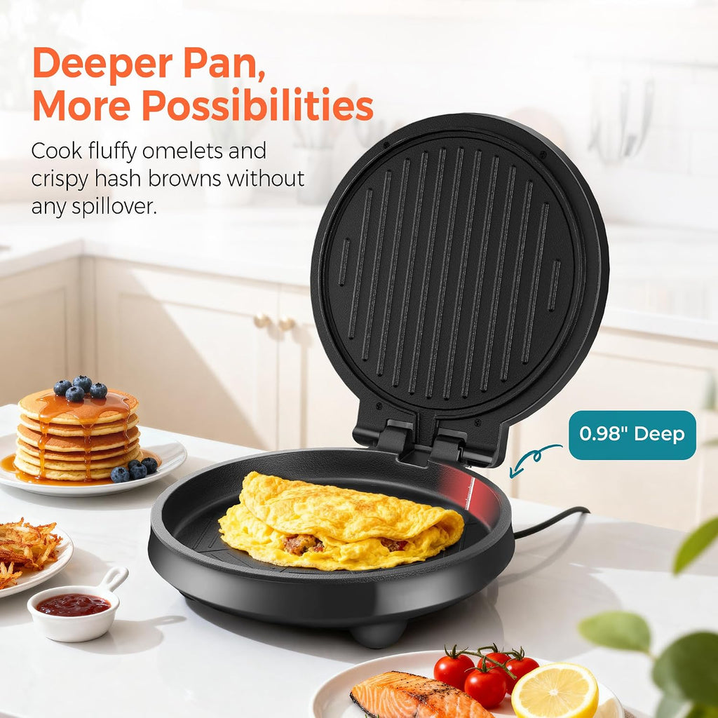 3-in1 Electric Griddle Nonstick & Sandwich Maker with On/Off Switch